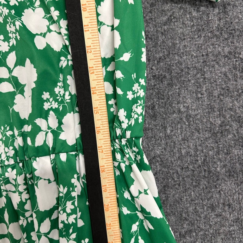 Anthony Richards Dress Womens Size 14 Green White Floral Midi A-Line USA Made - Picture 2 of 8